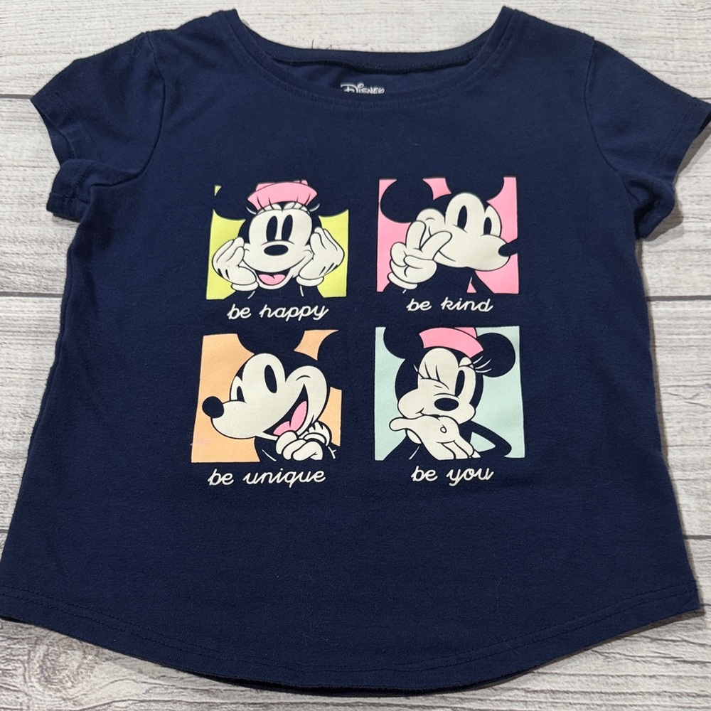 Disney Toddler Girls Navy Blue Tee with Minnie and Mickey